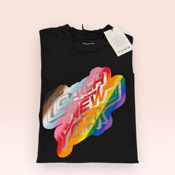 Coach Oversized Washed Black Rainbow Tee 22 ptp - Picture 6 of 8